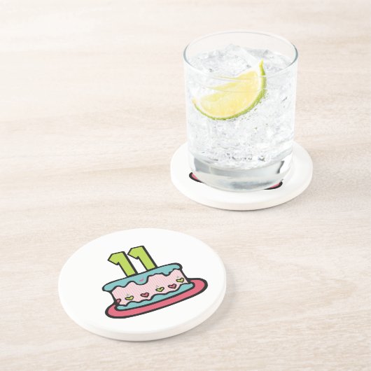 Dessous De Verre En Grès Gâteau d'anniversaire de 11 ans (Côté)