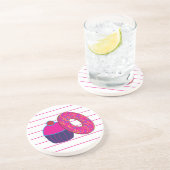 Dessous De Verre En Grès Gâteau de donut rayure rose (Côté)