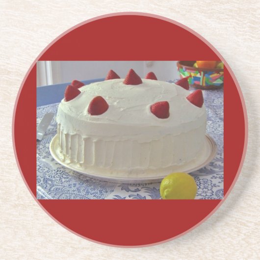 Dessous De Verre En Grès Gâteau de fraise (Devant)