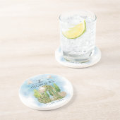 Dessous De Verre En Grès Gazebo élégant | fleurs colombes Mariage Luxe (Côté)