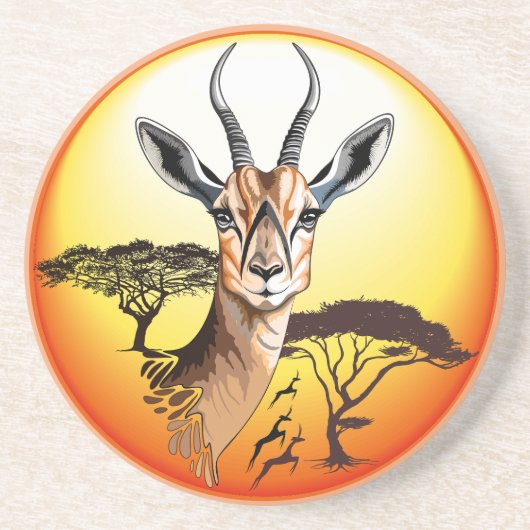 Dessous De Verre En Grès Gazelle Antelope africaine animal sauvage (Devant)