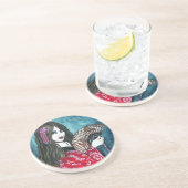 Dessous De Verre En Grès Geisha avec éventail (Côté)
