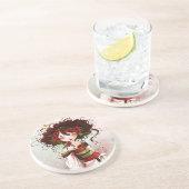 Dessous De Verre En Grès Geisha coquelicot (Côté)