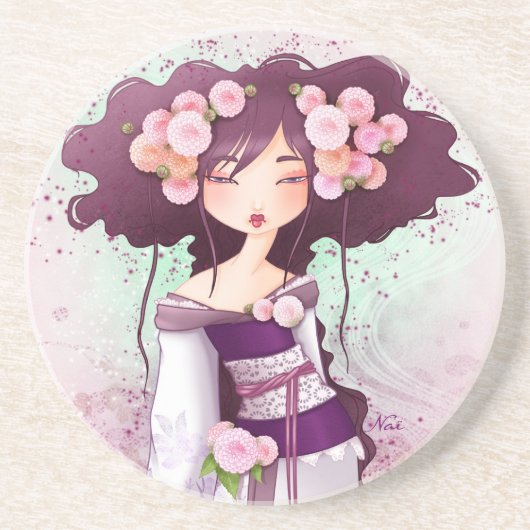Dessous De Verre En Grès geisha dahlia (Devant)