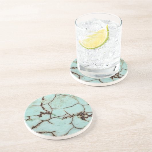 Dessous De Verre En Grès Gemstone Series - Turquoise Cracked (Côté)
