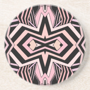 Dessous De Verre En Grès Géométrie moderne rose et noir