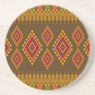 Dessous De Verre En Grès Géométrique ethnique, conception traditionnelle, r