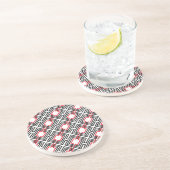 Dessous De Verre En Grès Géométrique rouge et blanc noir (Côté)