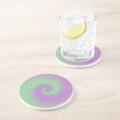Dessous De Verre En Grès Géométrique Violet et Vert (Côté)