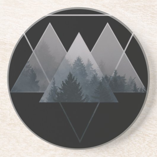 Dessous De Verre En Grès Geometry Triangles Misty Forest (Devant)