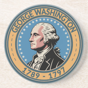 Dessous De Verre En Grès George Washington Illustration Badge de Président