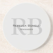 Dessous De Verre En Grès Gestionnaire de monogrammes gris blanc arrondi (Devant)