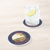 Dessous De Verre En Grès Gettysburg Pennsylvanie Retro Cercle en détresse (Côté)