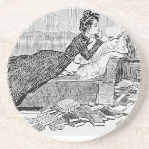 Dessous De Verre En Grès Gibson Girl Reading