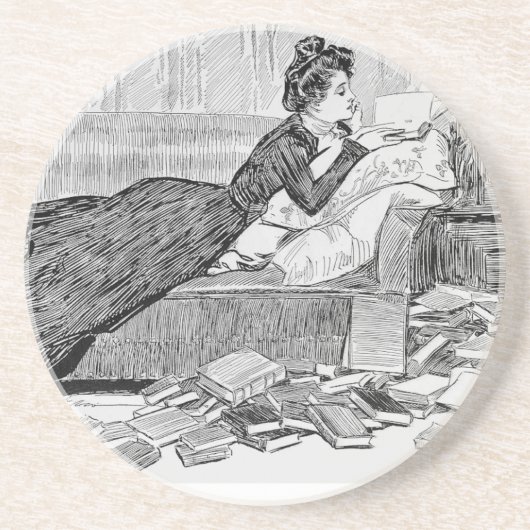 Dessous De Verre En Grès Gibson Girl Reading (Devant)