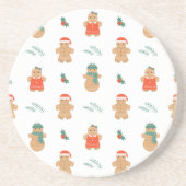 Dessous De Verre En Grès Gingerbread Cookie Motif de Noël (Devant)