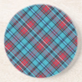Dessous De Verre En Grès Gingham profond indigo, aqua, rouge et nuances de (Devant)