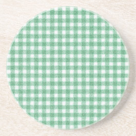 Dessous De Verre En Grès Gingham vert menthe (Devant)