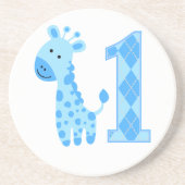 Dessous De Verre En Grès Giraffe Bleue Premier anniversaire (Devant)