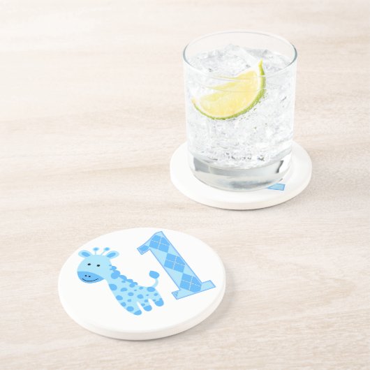 Dessous De Verre En Grès Giraffe Bleue Premier anniversaire (Côté)