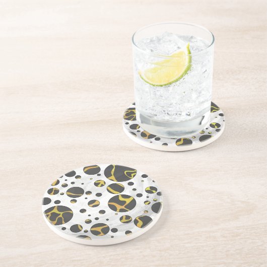 Dessous De Verre En Grès Giraffe Brown et jaune (Côté)