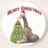 Dessous De Verre En Grès Giraffe de Noël (Devant)