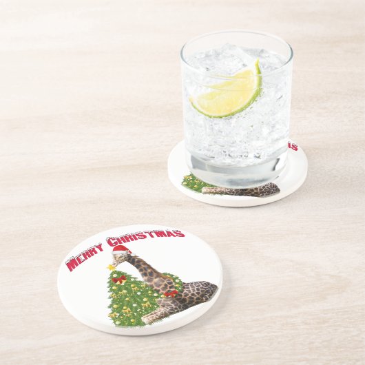 Dessous De Verre En Grès Giraffe de Noël (Côté)