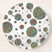 Dessous De Verre En Grès Giraffe Impression Brown et Turquoise (Devant)