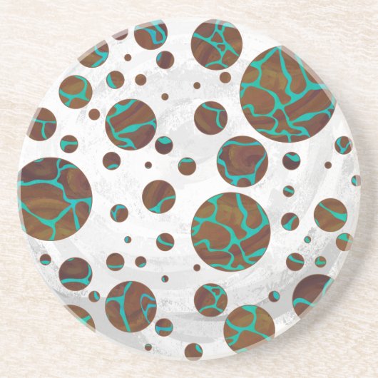 Dessous De Verre En Grès Giraffe Impression Brown et Turquoise (Devant)