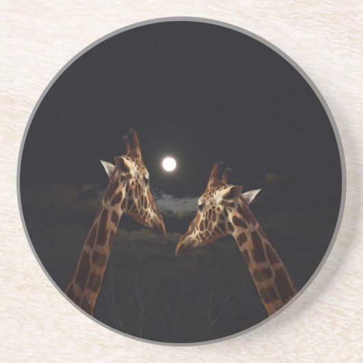 Dessous De Verre En Grès Giraffe Love In the Moonlight (Devant)