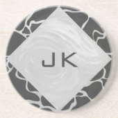 Dessous De Verre En Grès Giraffe Monogramme noir et gris clair (Devant)