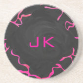 Dessous De Verre En Grès Giraffe rose chaude et noire (Devant)