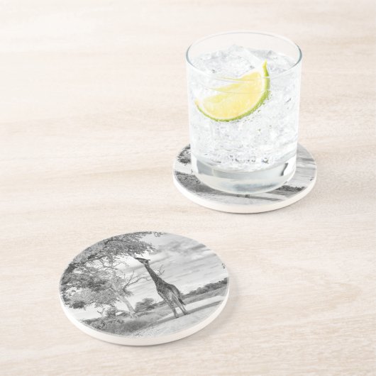 Dessous De Verre En Grès Giraffe sur la route (Côté)