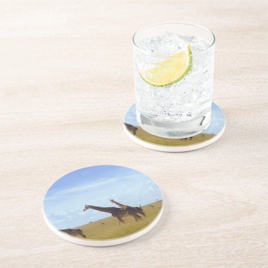 Dessous De Verre En Grès Giraffes africaines Safari (Côté)