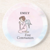 Dessous De Verre En Grès Girl, First Communion Angel (Devant)
