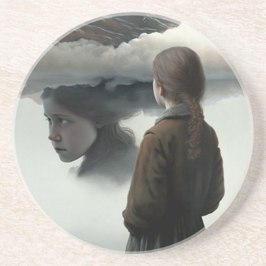 Dessous De Verre En Grès Girl with clouds (Devant)