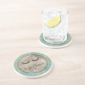 Dessous De Verre En Grès Girly Black Eyelashes Gold Aqua Empreinte de léopa (Côté)