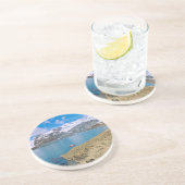 Dessous De Verre En Grès Glaciers et voilier en arrière - plan (Côté)