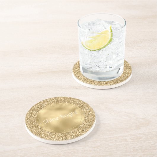 Dessous De Verre En Grès Glam Gold Glitzy Parties scintillant (Côté)