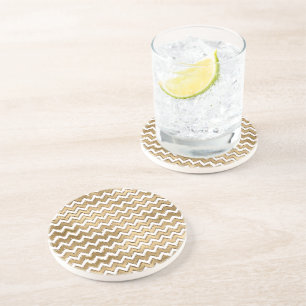 Dessous De Verre En Grès Glam Gold White Zigzag