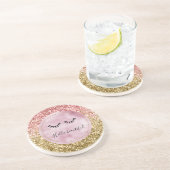 Dessous De Verre En Grès Glam Pink Gold Parties scintillant Black Eyelashes (Côté)