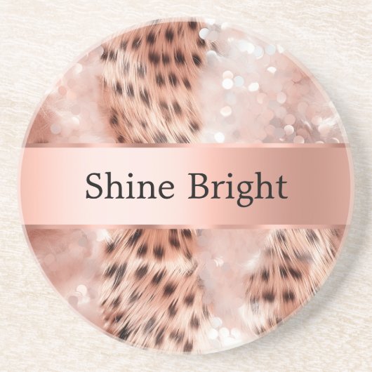 Dessous De Verre En Grès Glam Rose Gold Leopard (Devant)