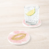 Dessous De Verre En Grès Glitzy Gold Lièvres rose Confetti Kiss (Côté)