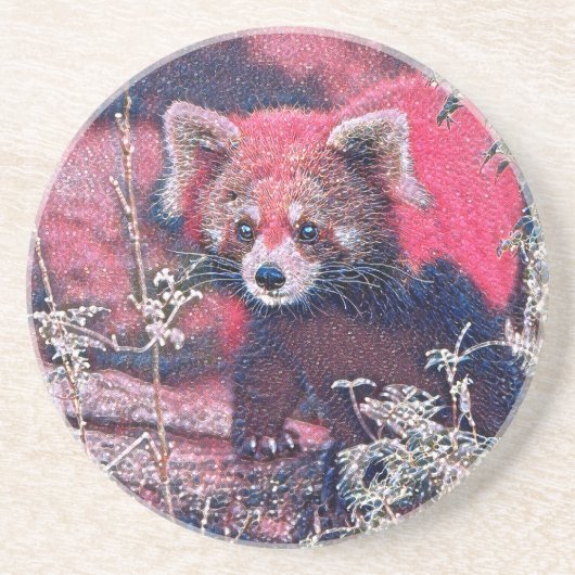 Dessous De Verre En Grès GlitzyAnimal_RedPanda_005 (Devant)