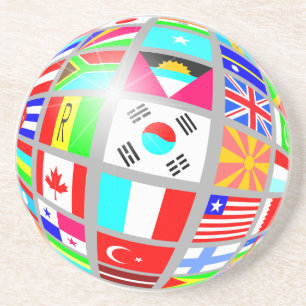 Dessous De Verre En Grès Globe Des Drapeaux
