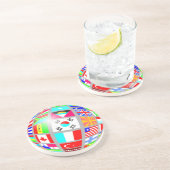 Dessous De Verre En Grès Globe Des Drapeaux (Côté)
