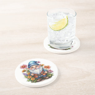 Dessous De Verre En Grès Gnome Et Fleurs 2