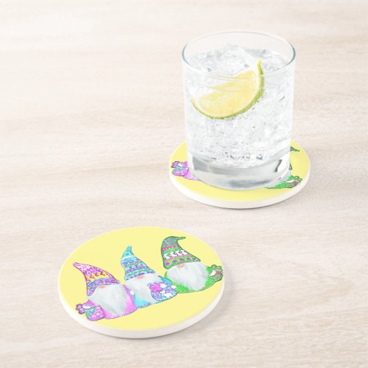 DESSOUS DE VERRE EN GRÈS GNOMES DE PÂQUES (Côté)