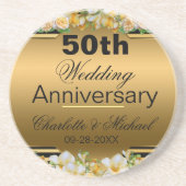 Dessous De Verre En Grès Gold 50th Wedding Anniversary (Devant)
