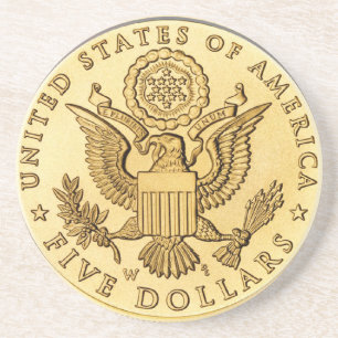 Dessous De Verre En Grès Gold Coin